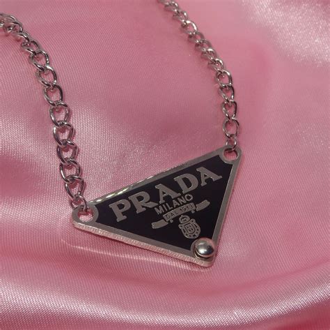 prada plaque necklace|Prada necklace triangle dupe.